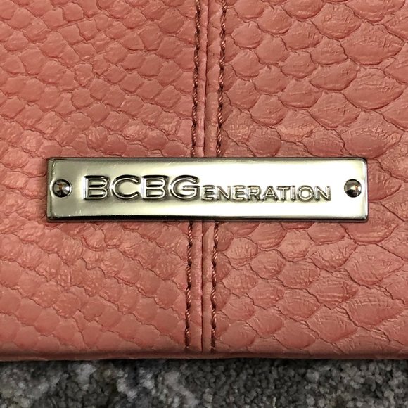 BCBG Light Pink Faux Snakeskin Envelope Clutch - Picture 3 of 13